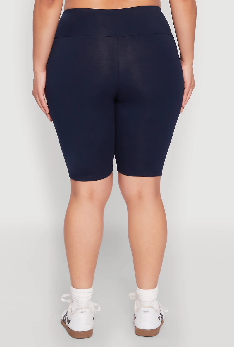 Womens Plus High Waisted Bike Shorts,