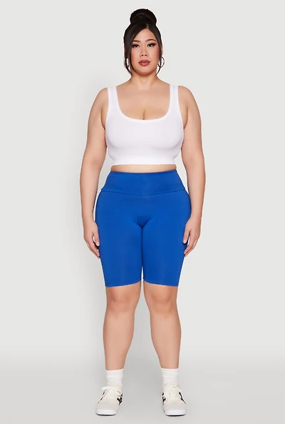 Womens Plus High Waisted Bike Shorts,