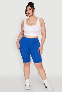 Womens Plus High Waisted Bike Shorts,