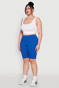 Womens Plus High Waisted Bike Shorts,