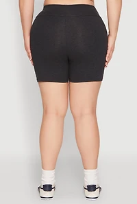 Womens Plus Seamless High Waisted Biker Shorts, Grey,