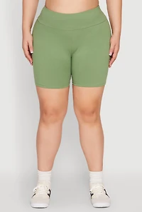 Womens Plus Seamless High Waisted Biker Shorts, 2X