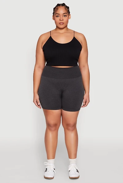 Womens Plus Seamless Biker Shorts,