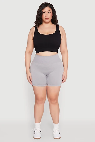 Womens Plus Seamless Biker Shorts,