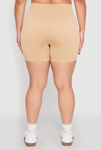 Womens Plus Size Seamless Biker Shorts, Khaki, Size 2X-3X