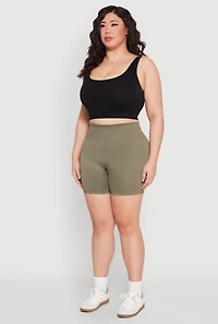 Womens Plus Size Seamless Biker Shorts, Green, Size 2X-3X