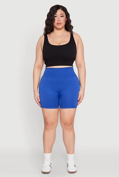 Womens Plus Seamless Biker Shorts, 1X-2X