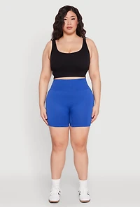 Womens Plus Seamless Biker Shorts, 1X-2X