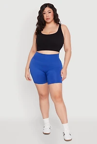 Womens Plus Seamless Biker Shorts, 1X-2X