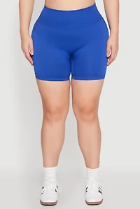 Womens Plus Seamless Biker Shorts, 1X-2X