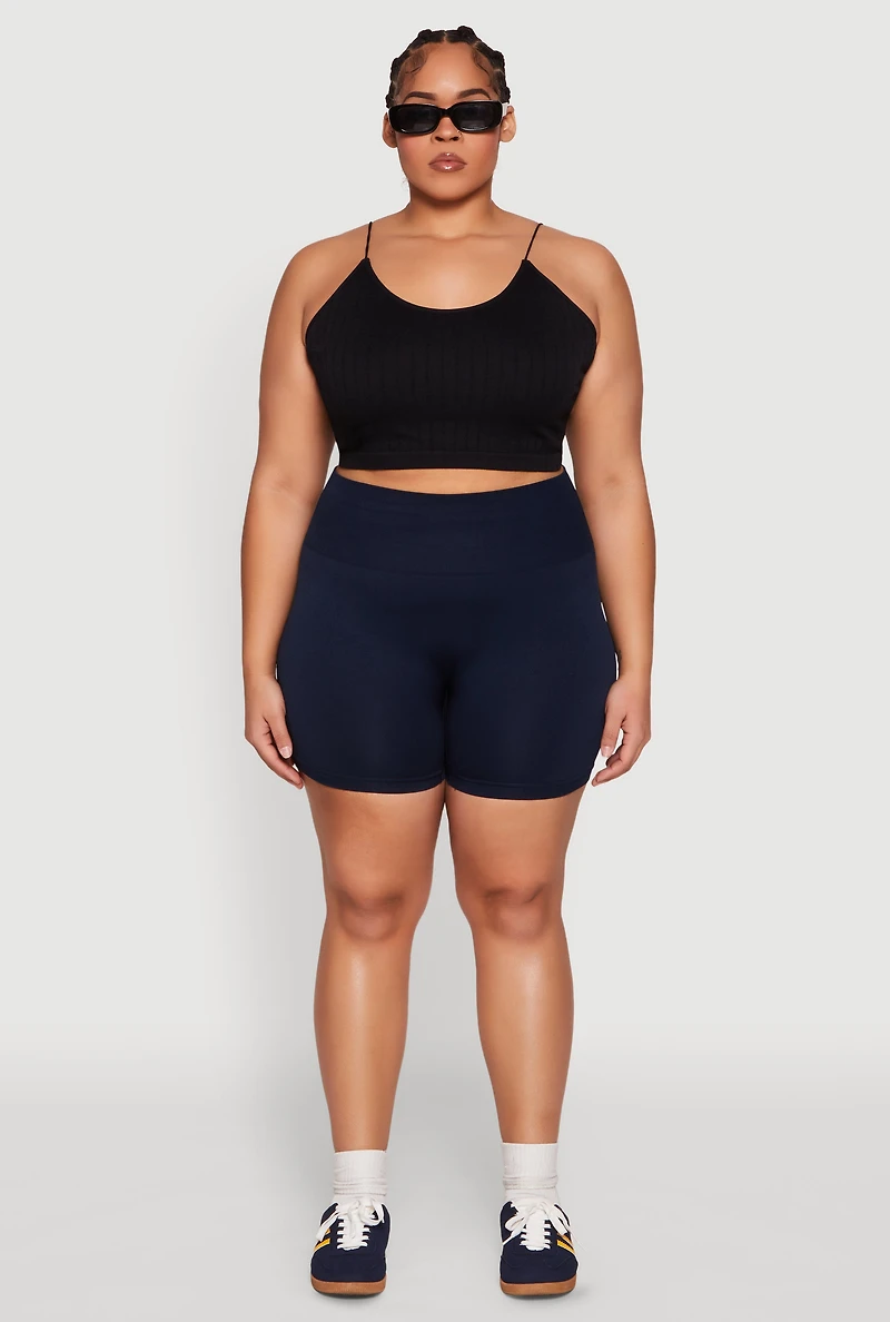 Womens Plus Seamless Biker Shorts,