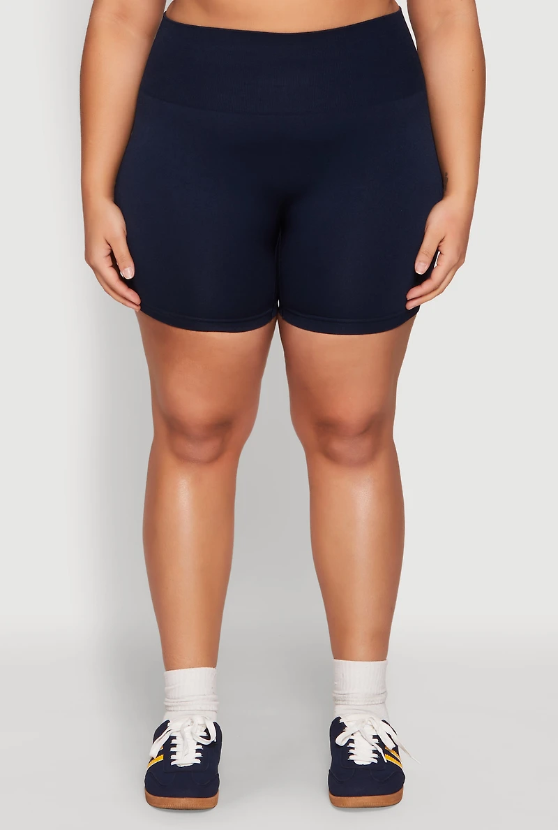 Womens Plus Seamless Biker Shorts,