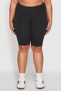 Womens Plus High Waist Cell Phone Pocket Biker Shorts,