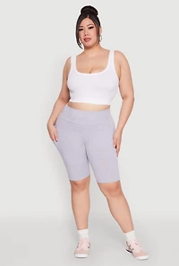 Plus High Waist Cell Phone Pocket Biker Shorts