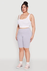 Plus High Waist Cell Phone Pocket Biker Shorts