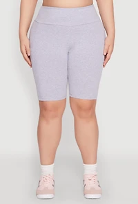 Plus High Waist Cell Phone Pocket Biker Shorts