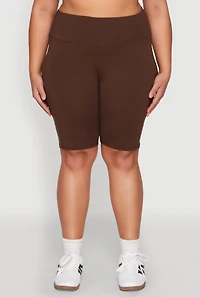 Womens Plus High Waist Cell Phone Pocket Biker Shorts,