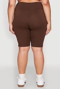 Womens Plus High Waist Cell Phone Pocket Biker Shorts,