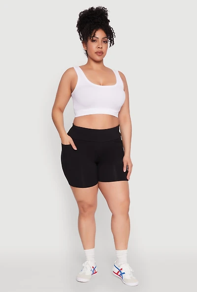 Womens Plus Size Cell Phone Pocket Shorts, Black, Size 2X