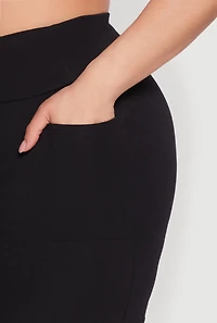 Womens Plus Size Cell Phone Pocket Shorts, Black, Size 2X