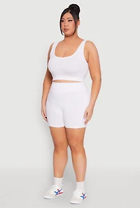 Womens Plus Size Cell Phone Pocket Shorts, White, Size 3X