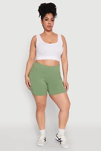 Womens Plus Size Cell Phone Pocket Shorts, Green, Size 2X