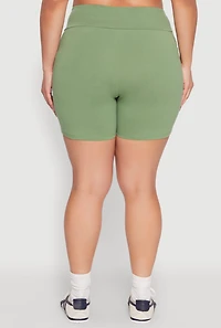 Womens Plus Size Cell Phone Pocket Shorts, Green, Size 2X