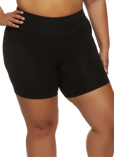 Plus Wide Waistband Bike Shorts
