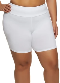 Womens Plus Wide Waistband Bike Shorts,