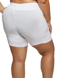 Womens Plus Wide Waistband Bike Shorts,
