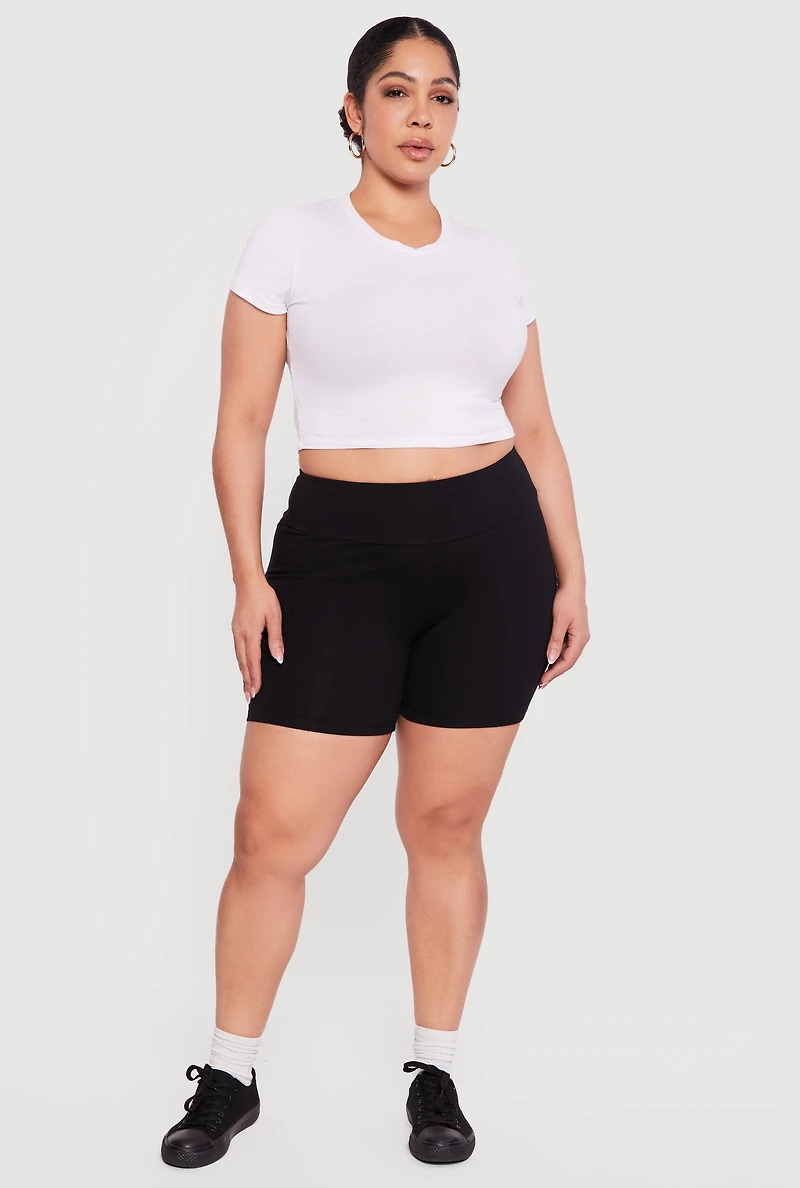 Plus Trendy High Waisted Biker Shorts