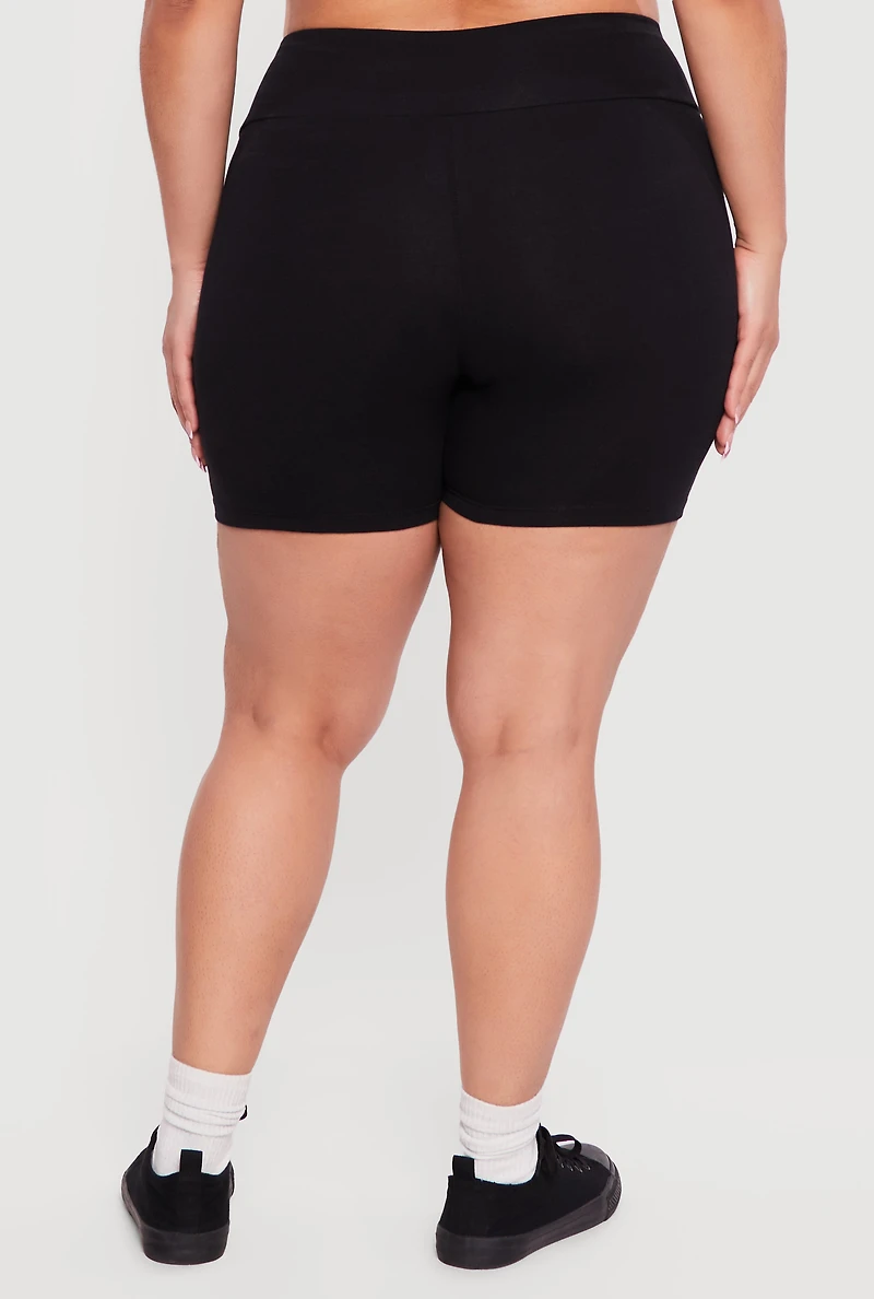 Plus Trendy High Waisted Biker Shorts