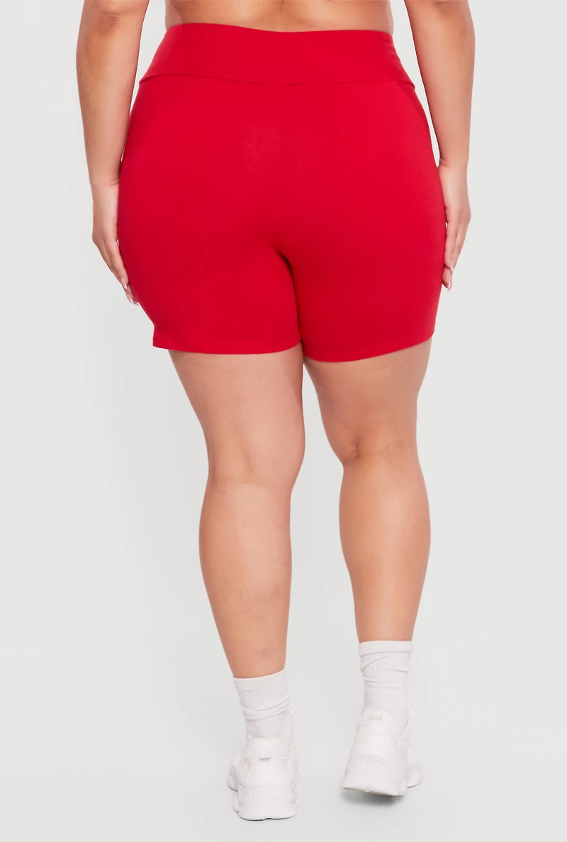 Plus Trendy High Waisted Biker Shorts