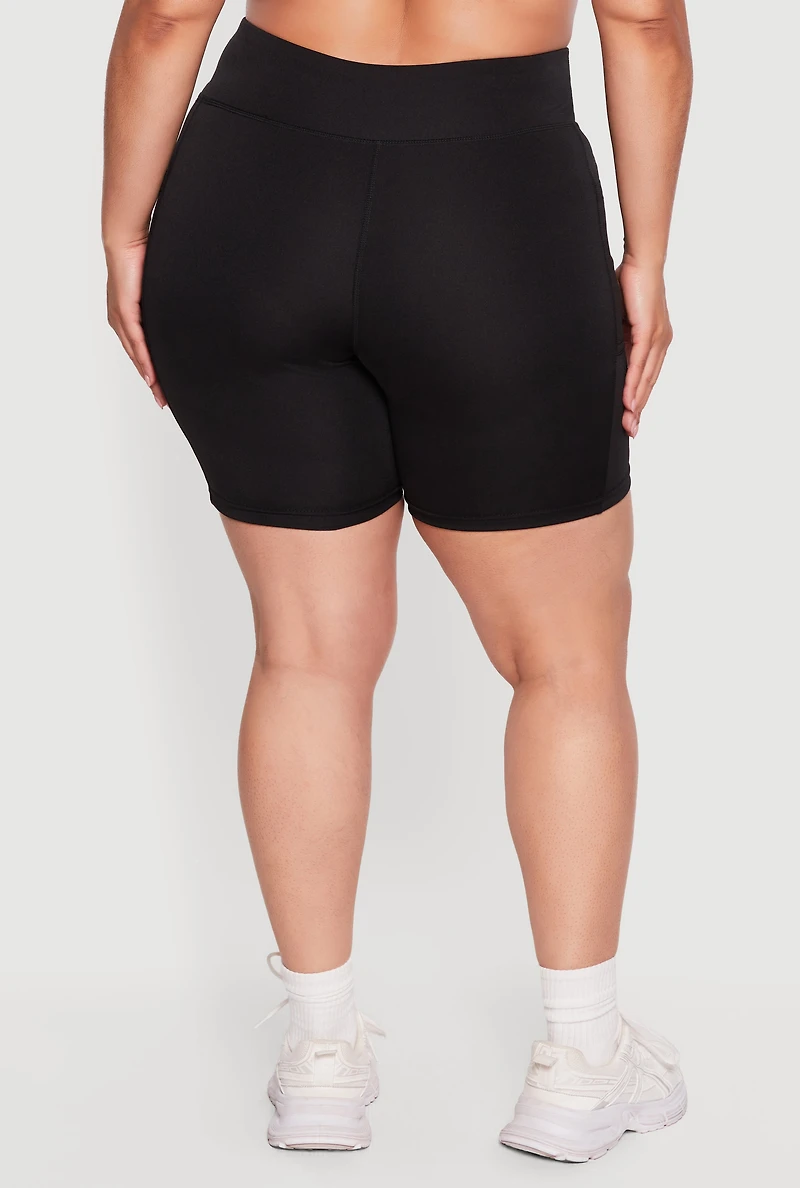 Plus Cell Phone Pocket High Waisted Biker Shorts