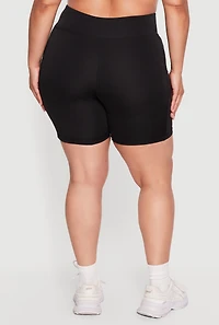 Plus Cell Phone Pocket High Waisted Biker Shorts