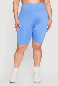 Plus Solid Bike Shorts with Cell Phone Pockets