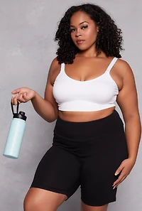 Plus Solid High Waisted Biker Shorts