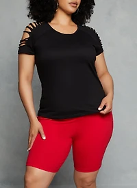 Plus Solid High Waisted Biker Shorts