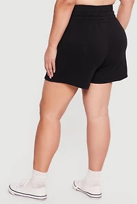 Plus Double Waisted Drawstring Sweatshorts