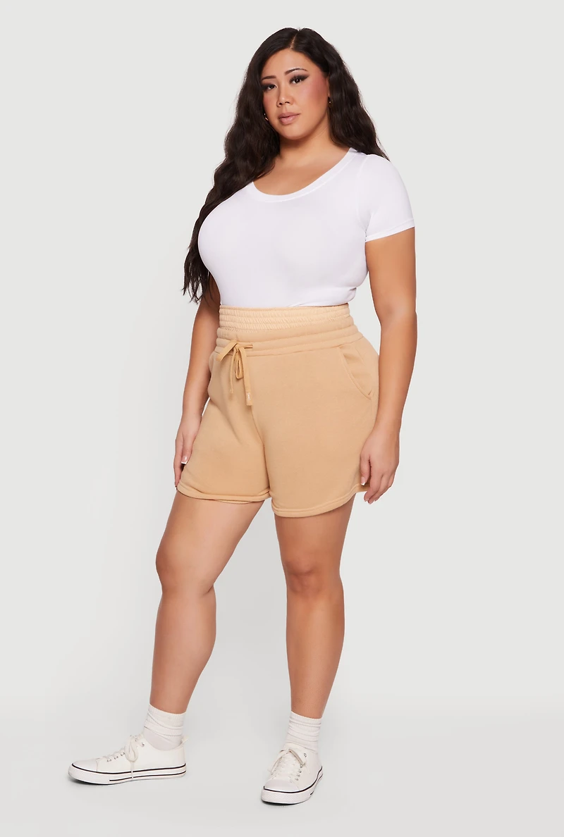 Plus Double Waisted Drawstring Sweatshorts