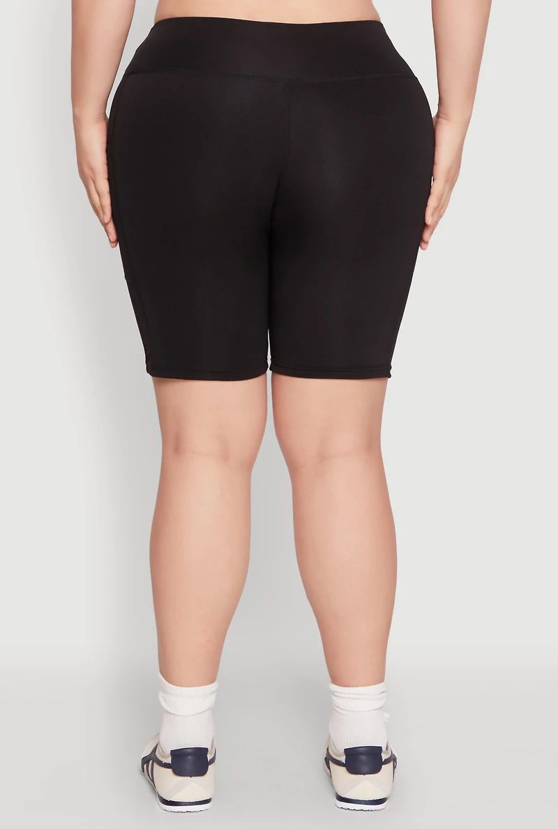 Womens Plus Cell Phone Pocket Biker Shorts, 2X