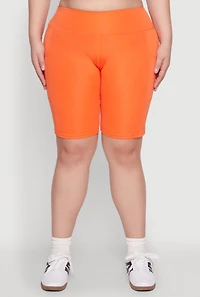 Womens Plus Cell Phone Pocket Biker Shorts, Orange,