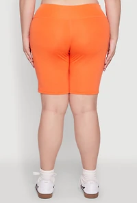 Womens Plus Cell Phone Pocket Biker Shorts, Orange,