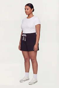 Plus High Waisted Fleece Lined Shorts