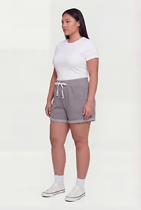 Plus High Waisted Fleece Lined Shorts