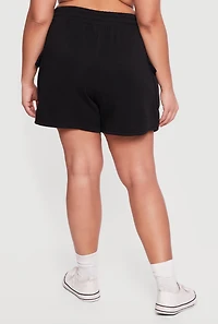 Plus High Waisted Fleece Cargo Shorts