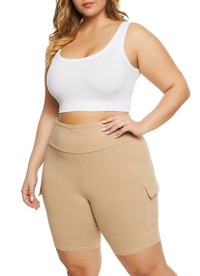 Plus Cargo Pocket Detail Biker Shorts
