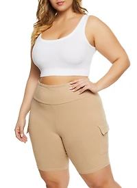 Plus Cargo Pocket Detail Biker Shorts