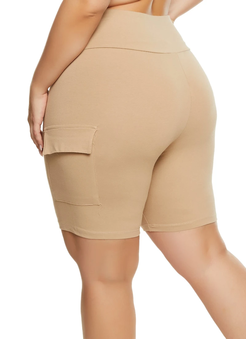 Plus Cargo Pocket Detail Biker Shorts
