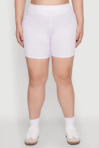 Plus High Waisted Biker Shorts with Cell Phone Pockets